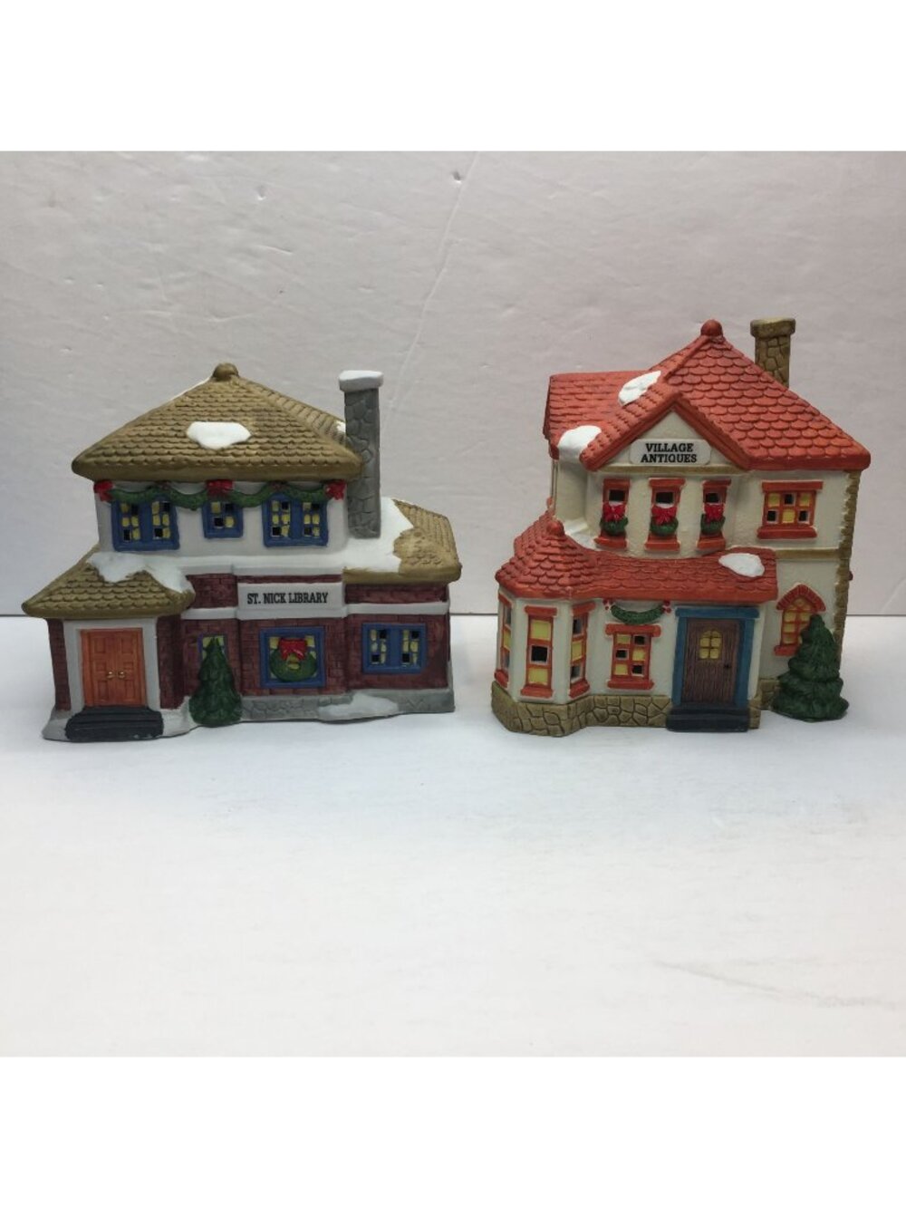 Grandeur Noel Set Christmas Village Antiques St. Nick Library Porcelain Building